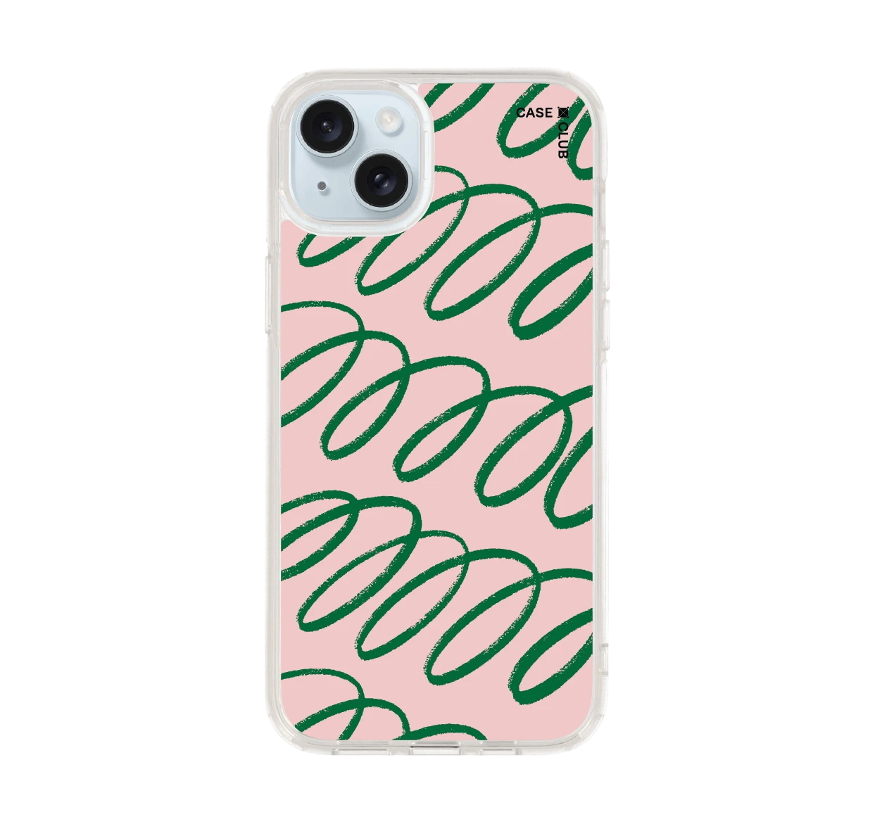 เคสใส iphone 15 plus เส้นโค้งชมพูเขียว